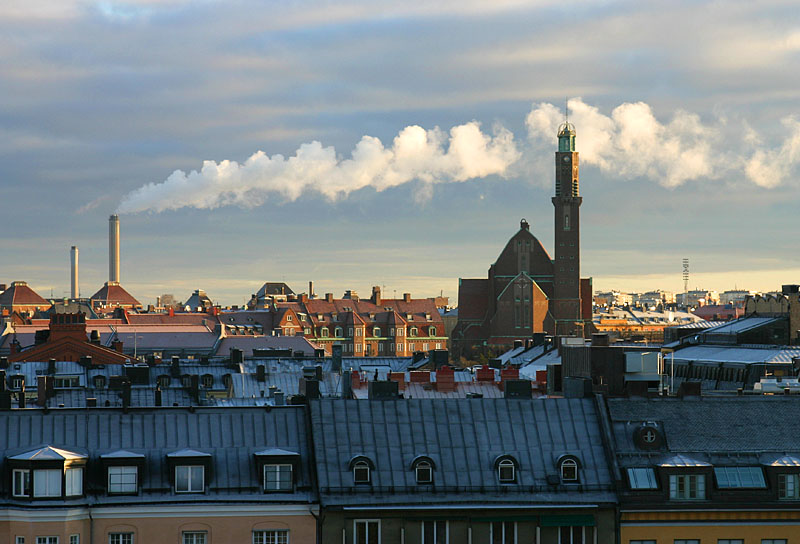 Engelbrektskyrkan on a frosty morning