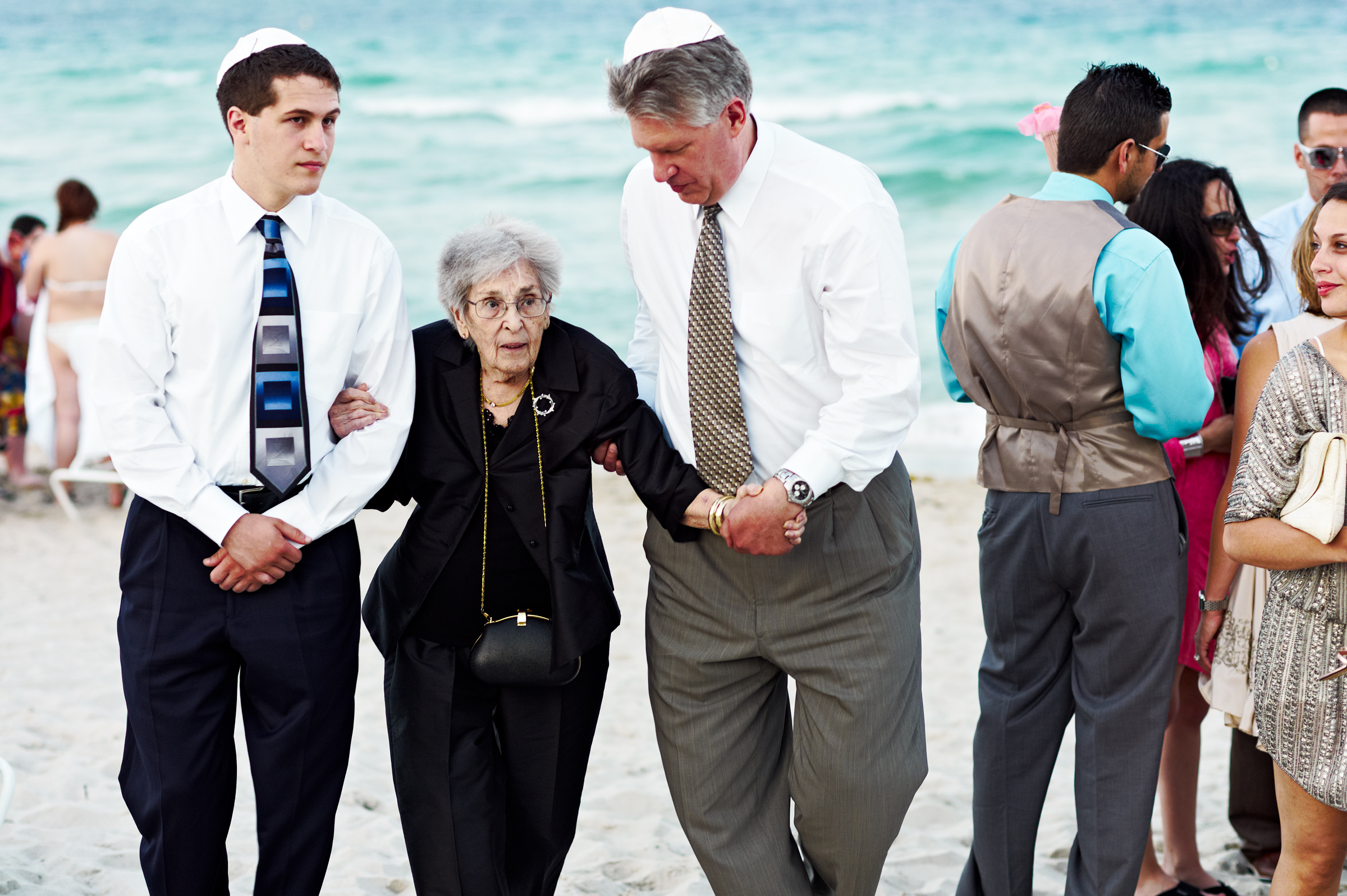 Mike & Dave helping Mom from beach
