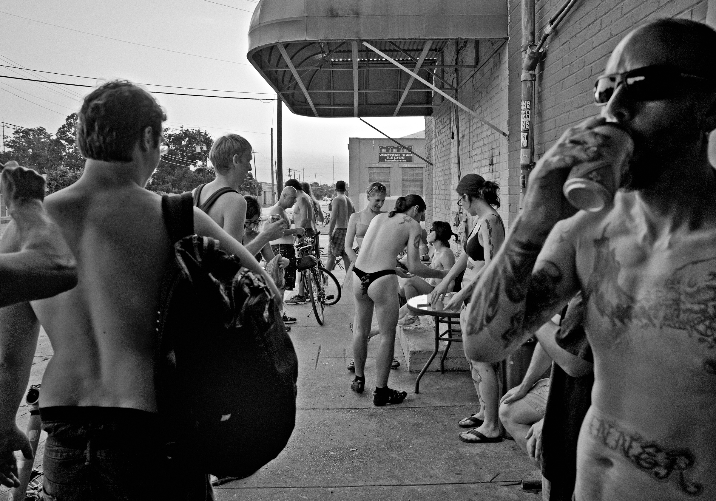 Super Happy Fun Land World Naked Bike Ride pre ride brew