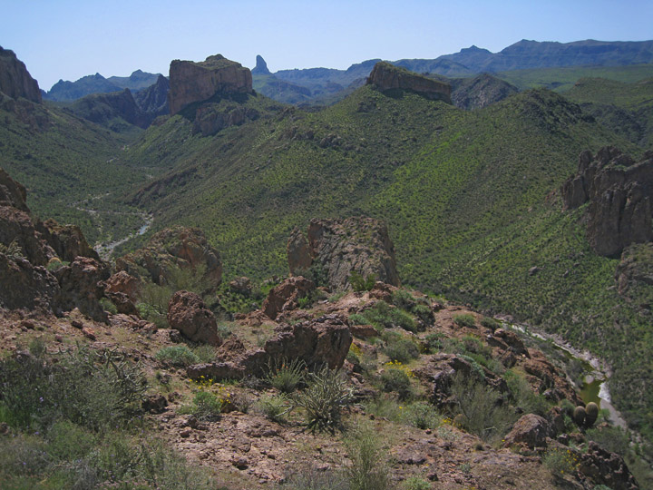 LaBarge Canyon with the Battleship just left of Weavers Needle