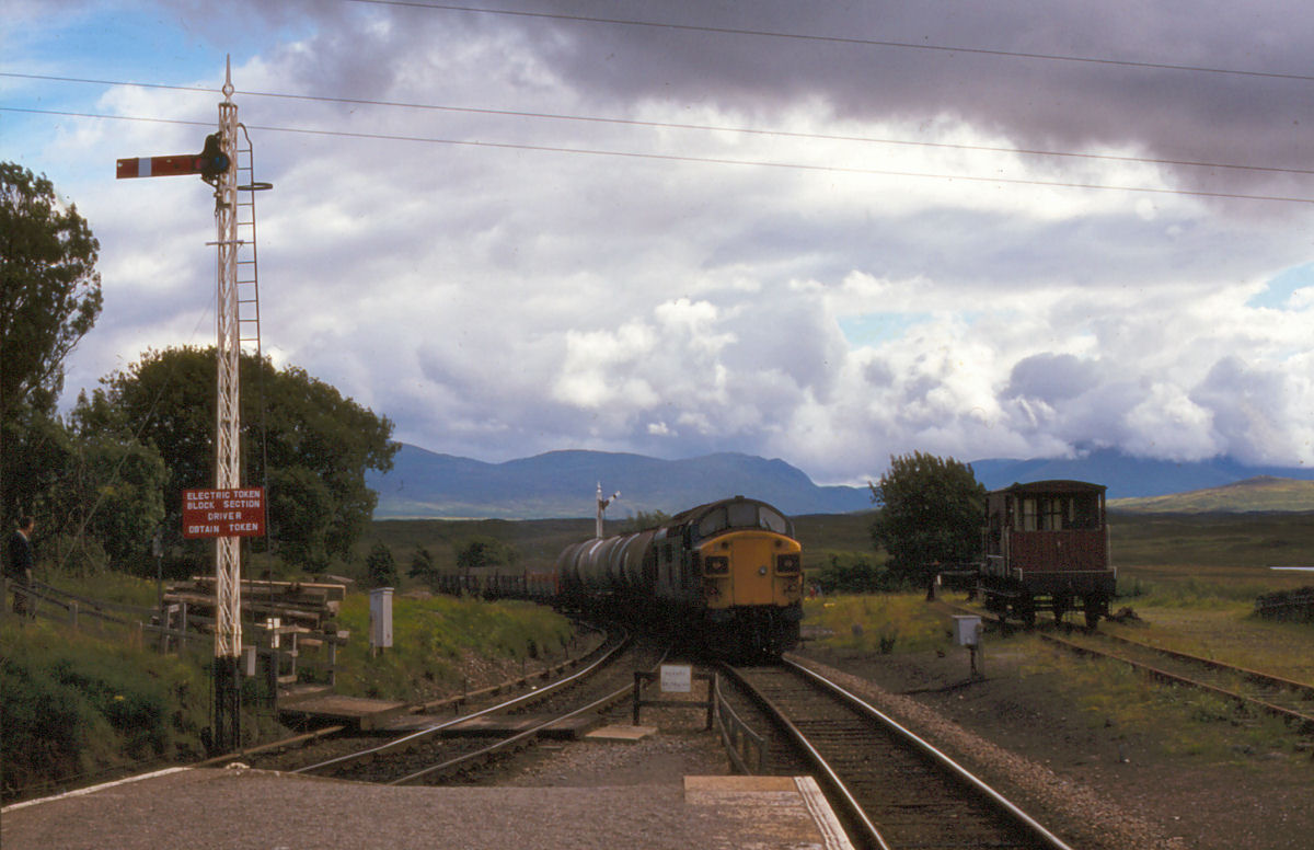 BR 010 Class 37 entering Rannoch Moor August 1985.