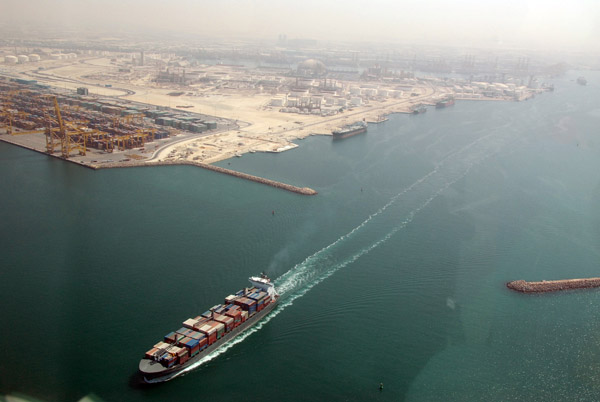 A container ship leaving the Port of Jebel Ali