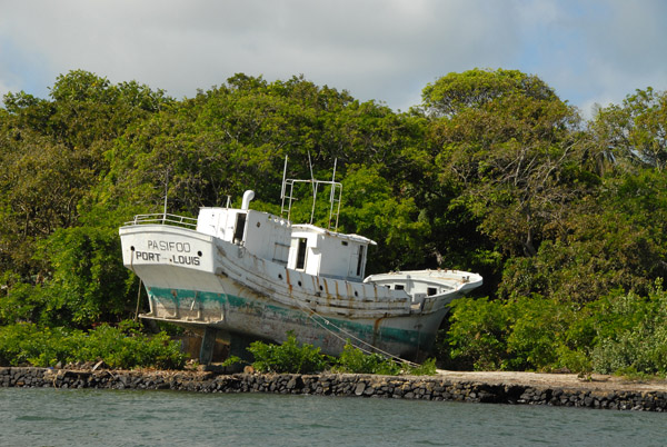 Old boat named Pasifoo from Port Louis, Mauritius