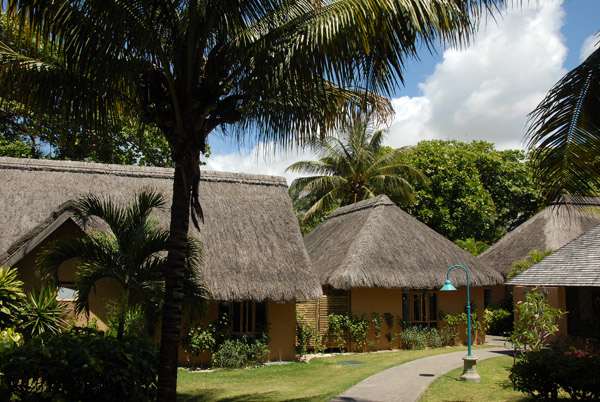Thatched buildings at the Shandrani Hotel