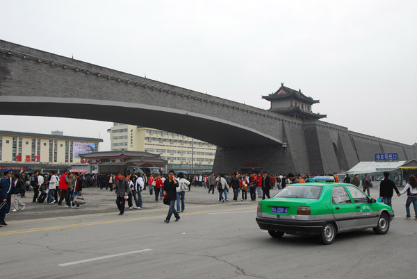 Wide gate in the Xi'an city wall at the train station