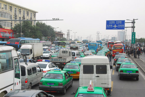 Heavy traffic leaving Xi'an