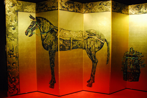 Modern screen paintings in the style of the Terracotta horses