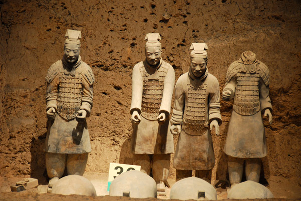 Terracotta chariot drivers, some of the 72 figures in Pit 3
