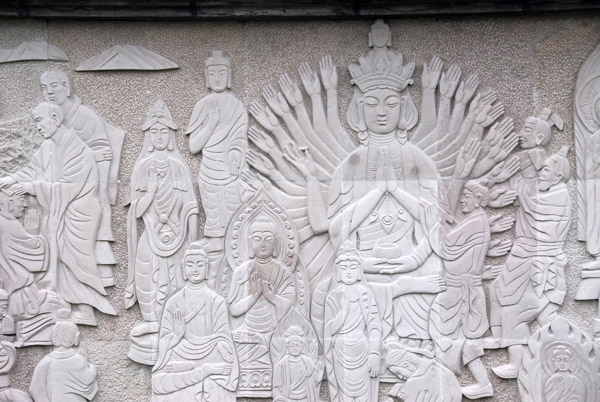 Relief of Buddhas along the north wall of Da Ci'en Temple, Big Wild Goose Pagoda square, Xi'an