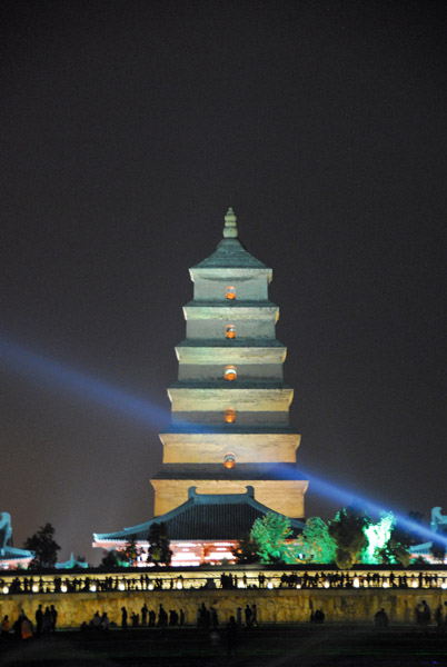 Big Wild Goose Pagoda with spotlight