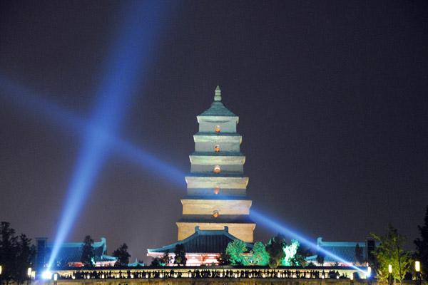 Light show at the Big Wild Goose Pagoda square, Xi'an