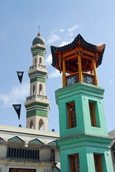 Two styles of minaret, Xining