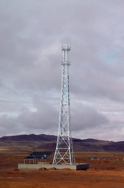Communication tower along the Tibet-Qinghai Railroad