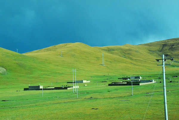 Green grass covered hills