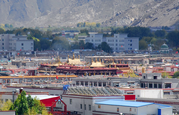Gilded roofs of the Jokhang Temple in the Barkhor District, Lhasa