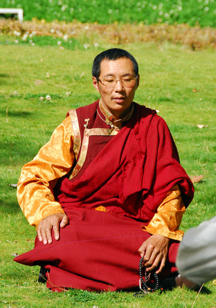 Tibetan monk in fine robes, Lhasa