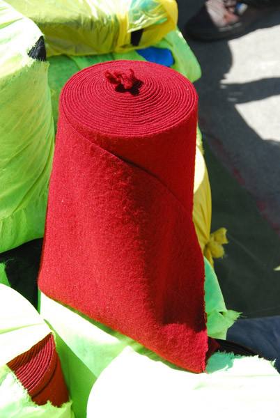 Coarse red wool cloth for sale, Barkhor
