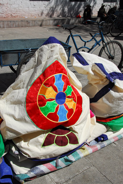 Folded up Tibetan tent