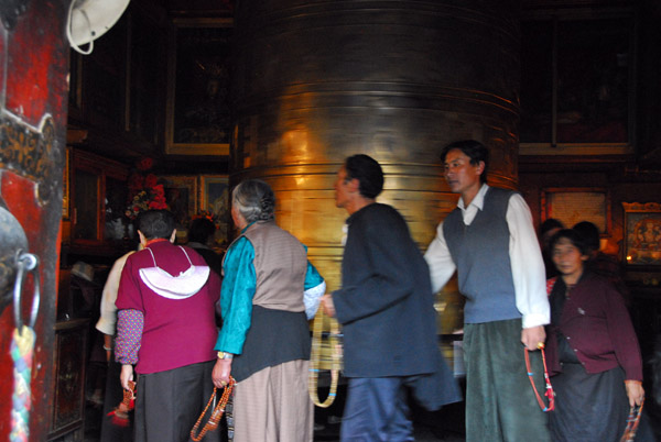 Giant prayer wheel at Mani Lakhang, just off the Barkhor Circuit