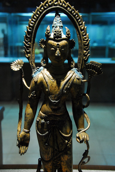 8th C gilded copper statue of standing Shakyamuni