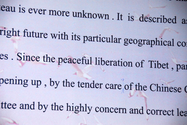 Chinese viewpoint throughout the museum regarding the peaceful liberation of Tibet