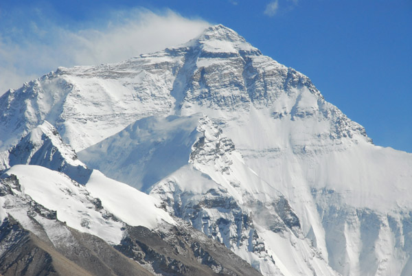 The summit was hidden in clouds during our 30 minuntes at Everest Base Camp, but it cleared by as soon as we were back