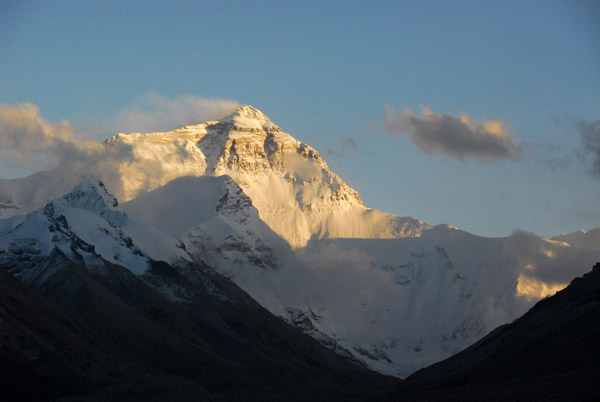 Everest retreating into shadow