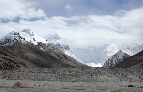 Rubble and sediment in front of the Rongphu Glacier