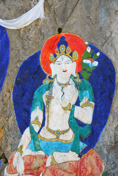 Rock carving of White Tara, km 11 on Lhasa Airport road