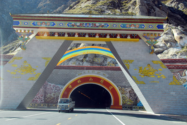 The entrance to the new tunnel between Lhasa and the airport at Gonkar