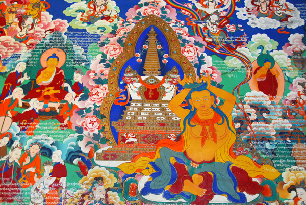 Murals along the north wall of the Tsuglagkhang, Chang Zhu Monastery