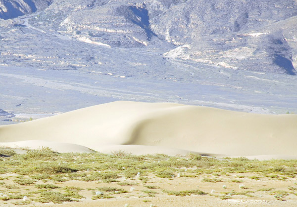 The sand dunes along the south bank of the Yarlung Tsampo River