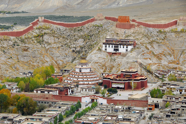 Pelkor Chde Monastery seen from Gyantse Dzong