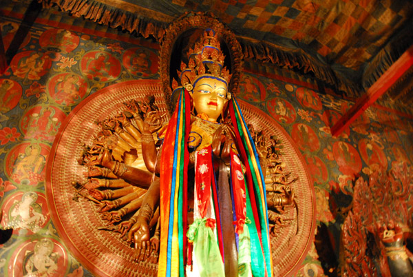 Colossal 11-faced Chenresi, Royal Chapel (Chögyal Lhakhang) Pelkor Chöde Monastery