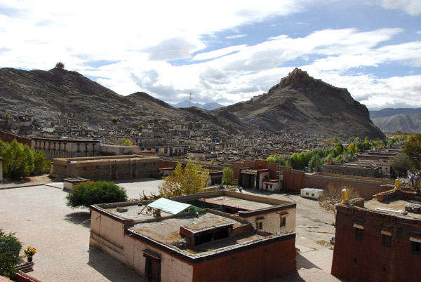 View from the 5th Level of Gyantse Kumbum to the Old Town and Fort