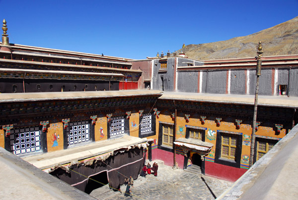 Inner courtyard (khyamra) from the upper level, Sakya Monatery