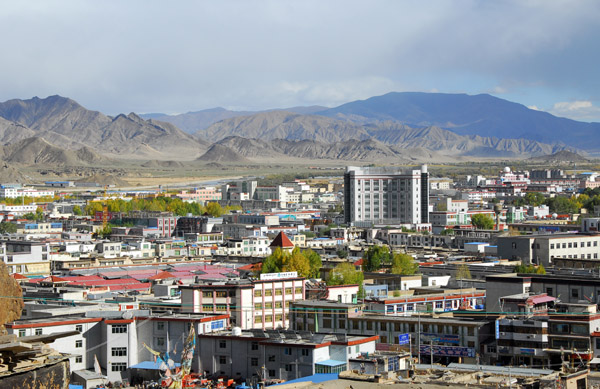 View of Shigatse's new town from the top of Old Town near Shigatse Dzong