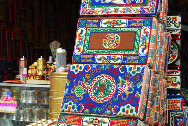 Cushions used as furniture in traditional Tibetan homes