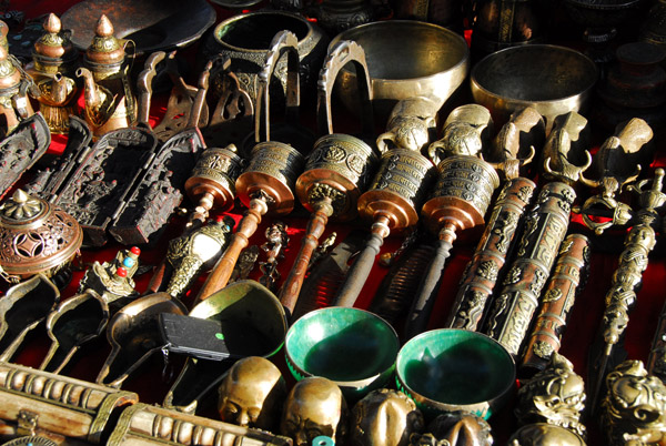 Prayer wheels and other Tibetan souvenirs, Banghelling Street Market, old town Shigatse