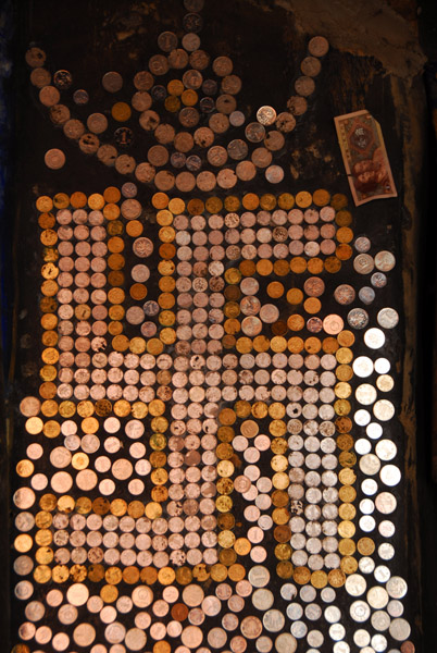 Swastika made of coins, Tashilhunpo