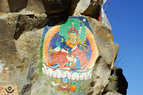 Thangka-style painting on a rock along theTashilhunpo Kora Circuit