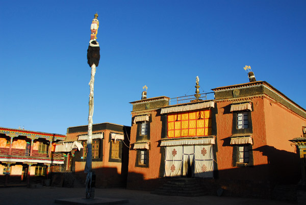 Courtyard of Nartang Monastery founded 1153 by Tumton Lodr Drakpa