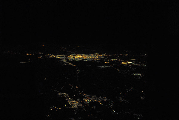 Night aerial of Baghdad seen from the NE