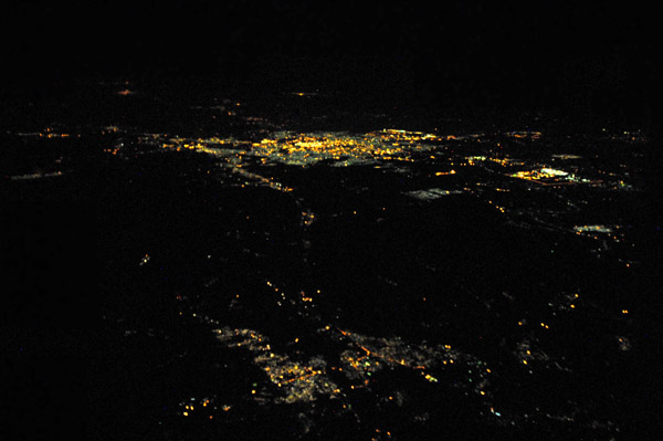 Night aerial of Baghdad seen from the NE