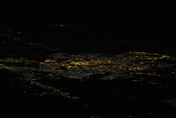 Aerial of Baghdad at night