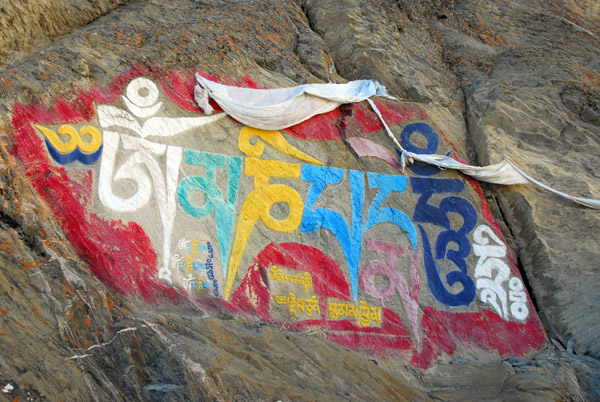 Om Mani Padmi Hum on the cliff near the monastery