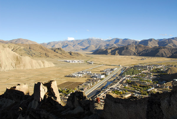 View over the wall of Shegar Dzong