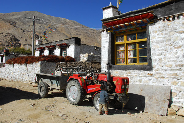 Tractor in the village of Milarepa's Cave
