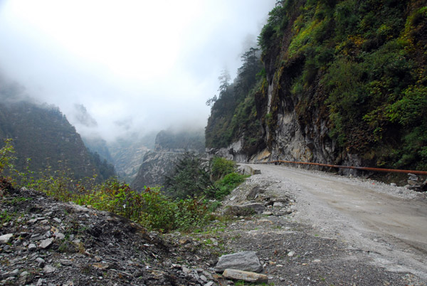Original 1960s portion of the Friendship Highway outside Zhangmu