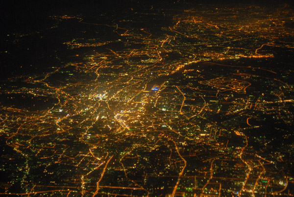 Night aerial of Guangzhou, China